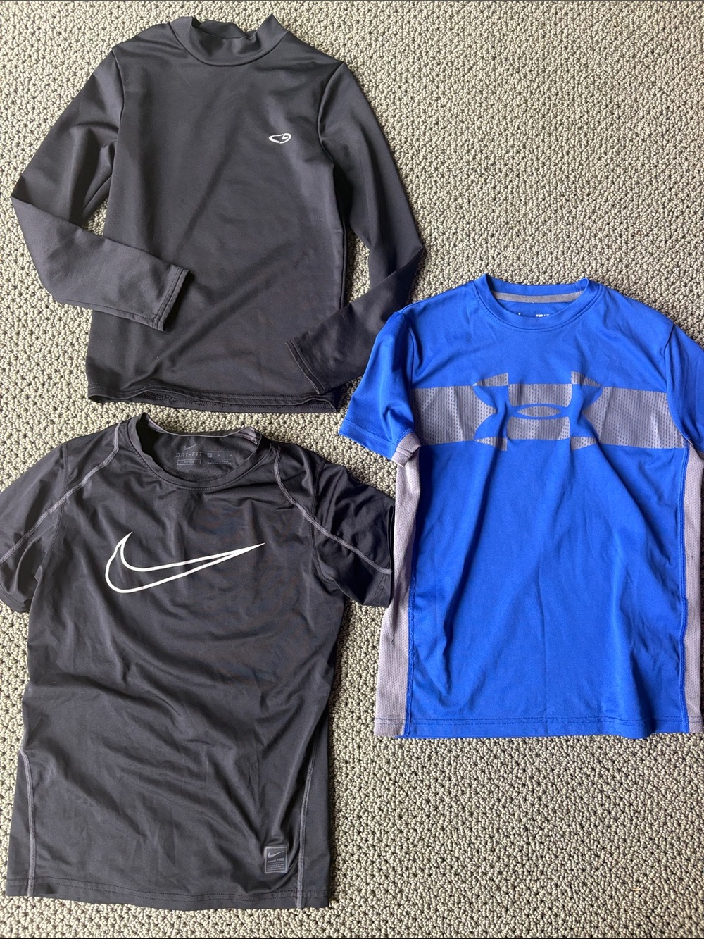 Lot 3 Nike Dri Fit UA Heat Gear Champion Youth Athletic Shirt Size Medium
